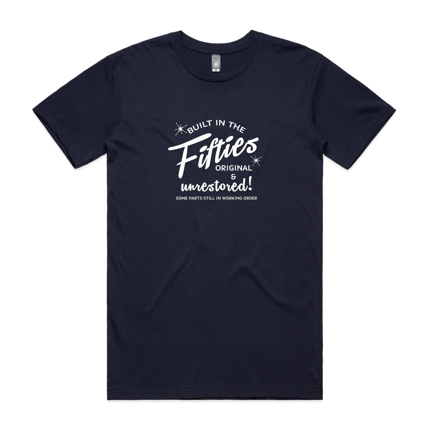 Built in the Fifties t-shirt in navy with white slogan print