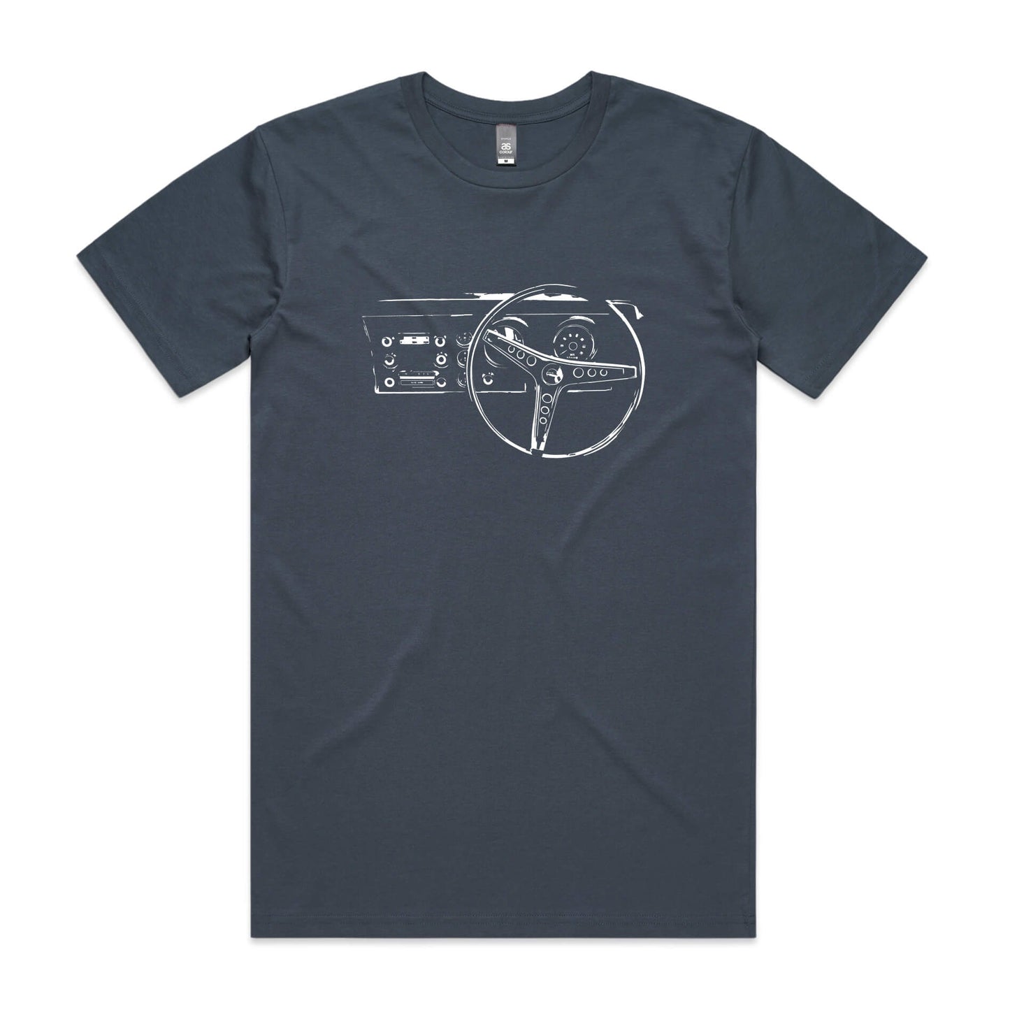 Falcon dash t-shirt in Petrol with a Ford XY Falcon dashboard printed on the front