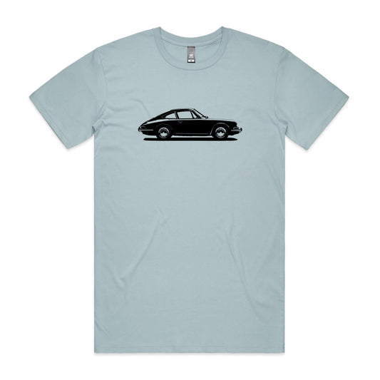 Porsche 911 1965 silhouette on light blue t-shirt