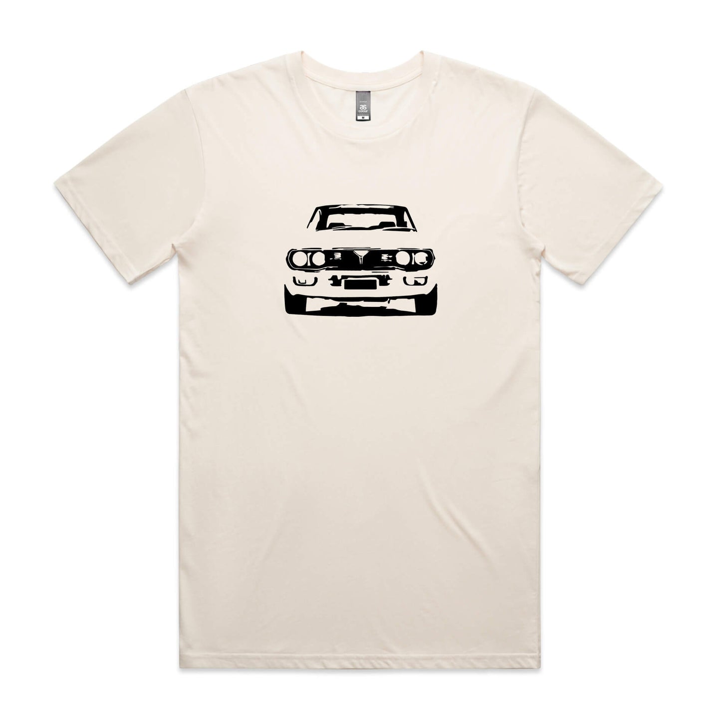 Mazda RX4 t-shirt in beige with black rotary engine car graphic