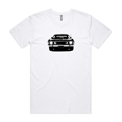 Ford XA Falcon t-shirt in white with a black car silhouette graphic