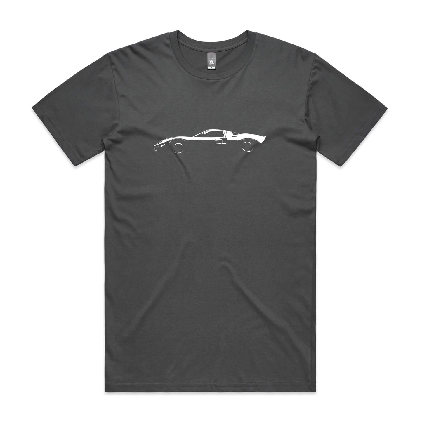 Ford GT40 t-shirt in charcoal grey with white car silhouette graphic