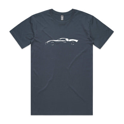 Ford GT40 t-shirt in petrol blue with white car silhouette graphic
