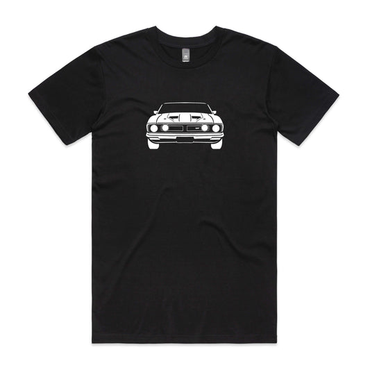 Ford XB Falcon t-shirt in black with a black coupe graphic