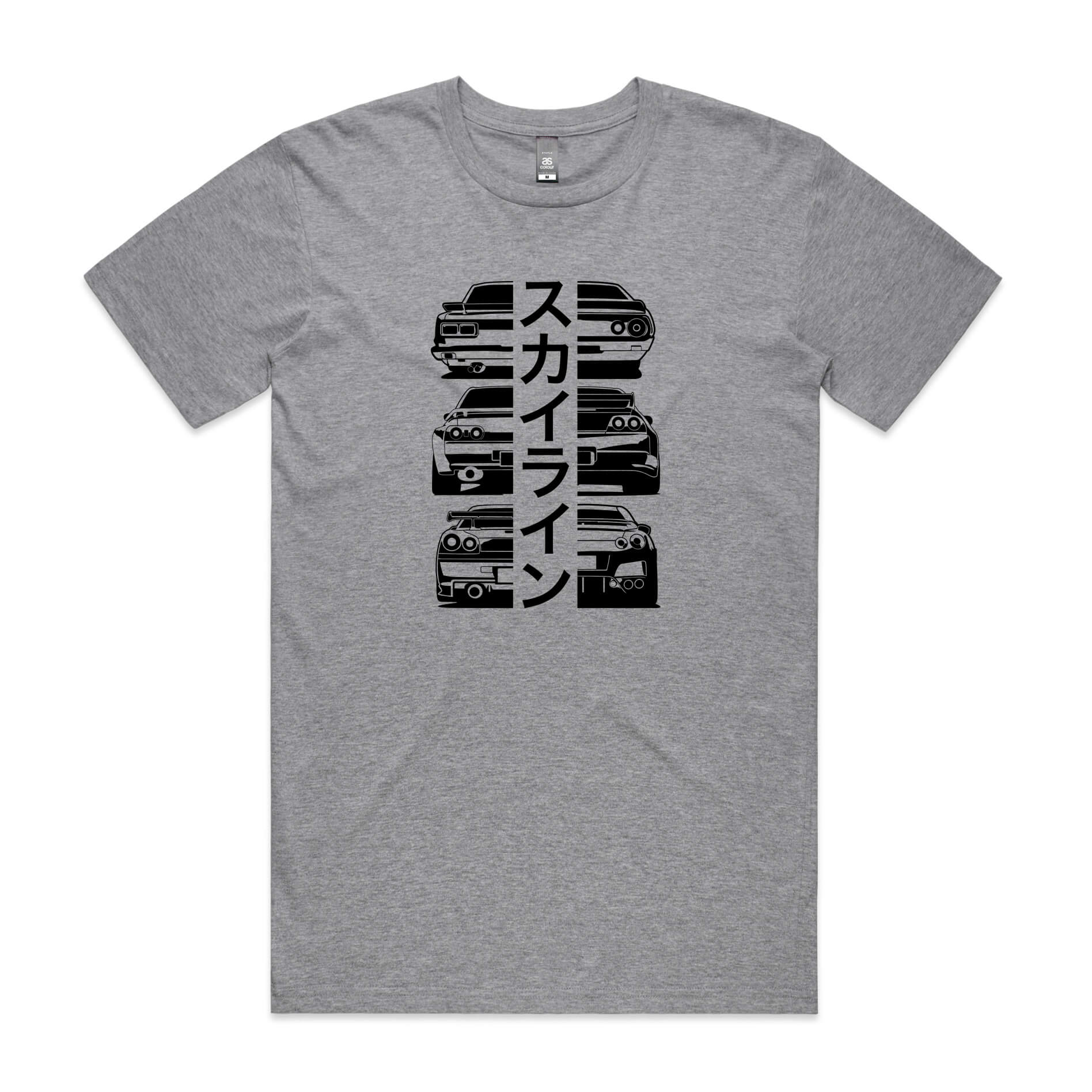 Nissan GTR Heritage t-shirt in grey with black Skyline car graphics