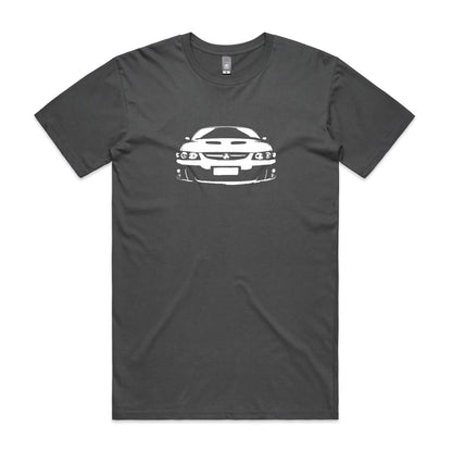 Holden VC8 Monaro t-shirt in charcoal grey with white Commodore car graphic