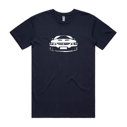Holden VC8 Monaro t-shirt in navy blue with white Commodore car graphic