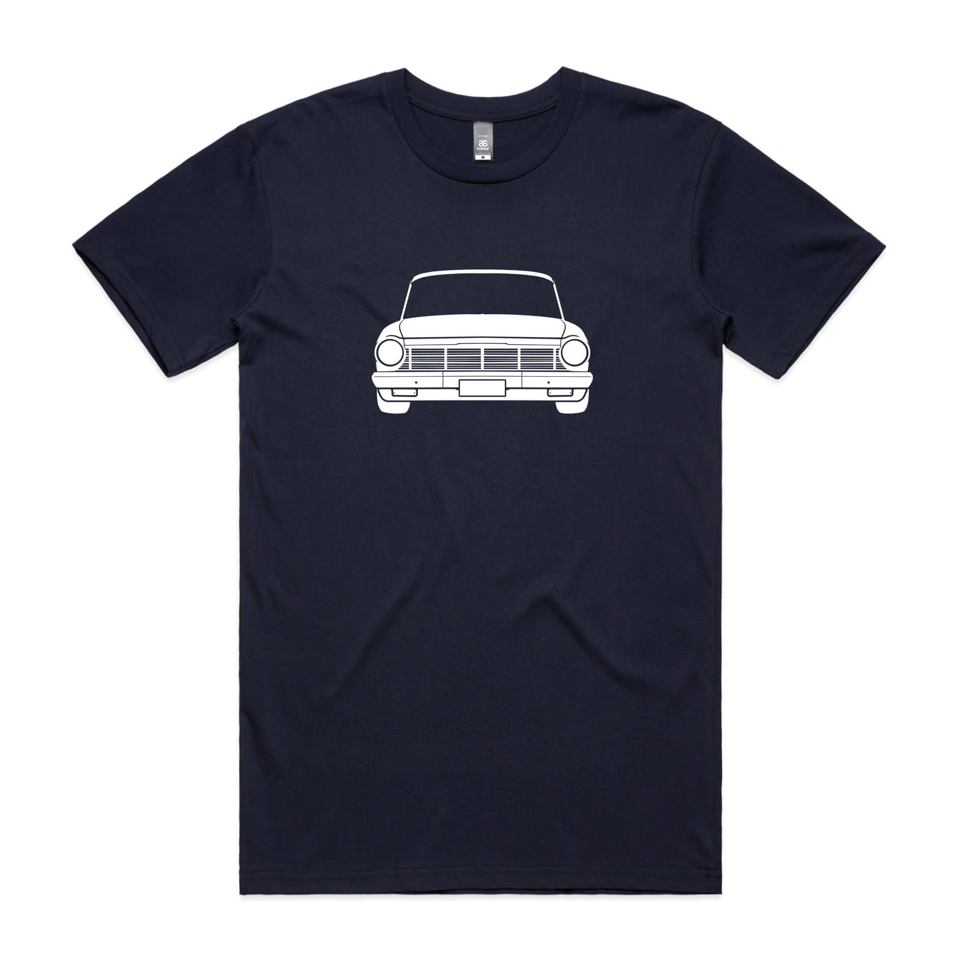 Holden EH t-shirt in navy blue with white classic car graphic
