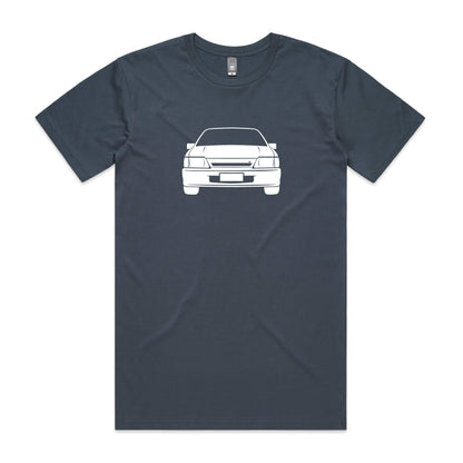 Holden VK Commodore t-shirt in petrol blue with white car graphic