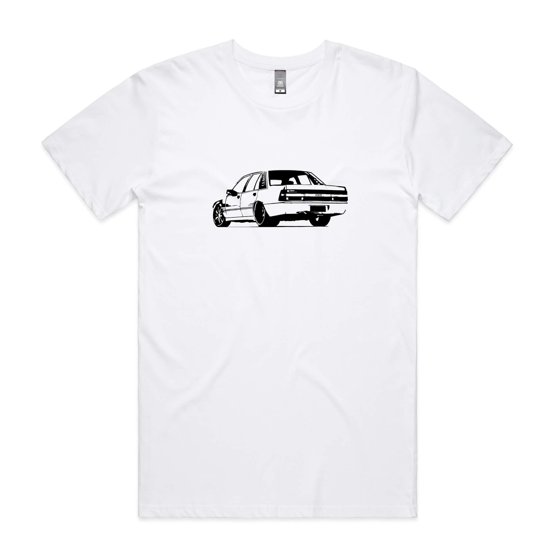 Holden VL Calais t-shirt in white with black Commodore car graphic