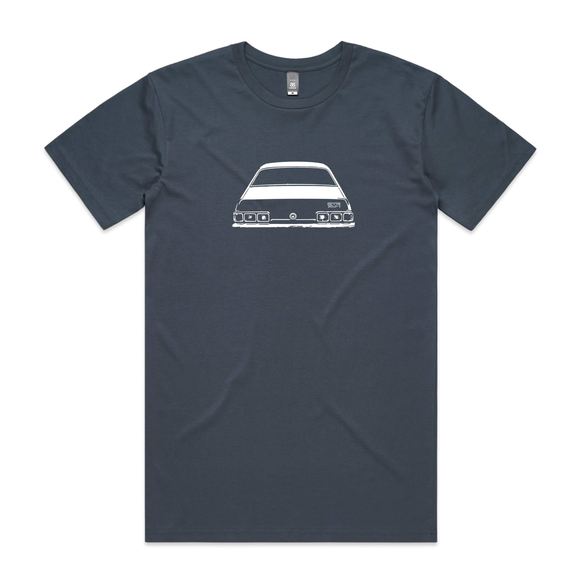 Holden LJ Torana t-shirt in petrol blue with a white graphic of the GTR XU1 car
