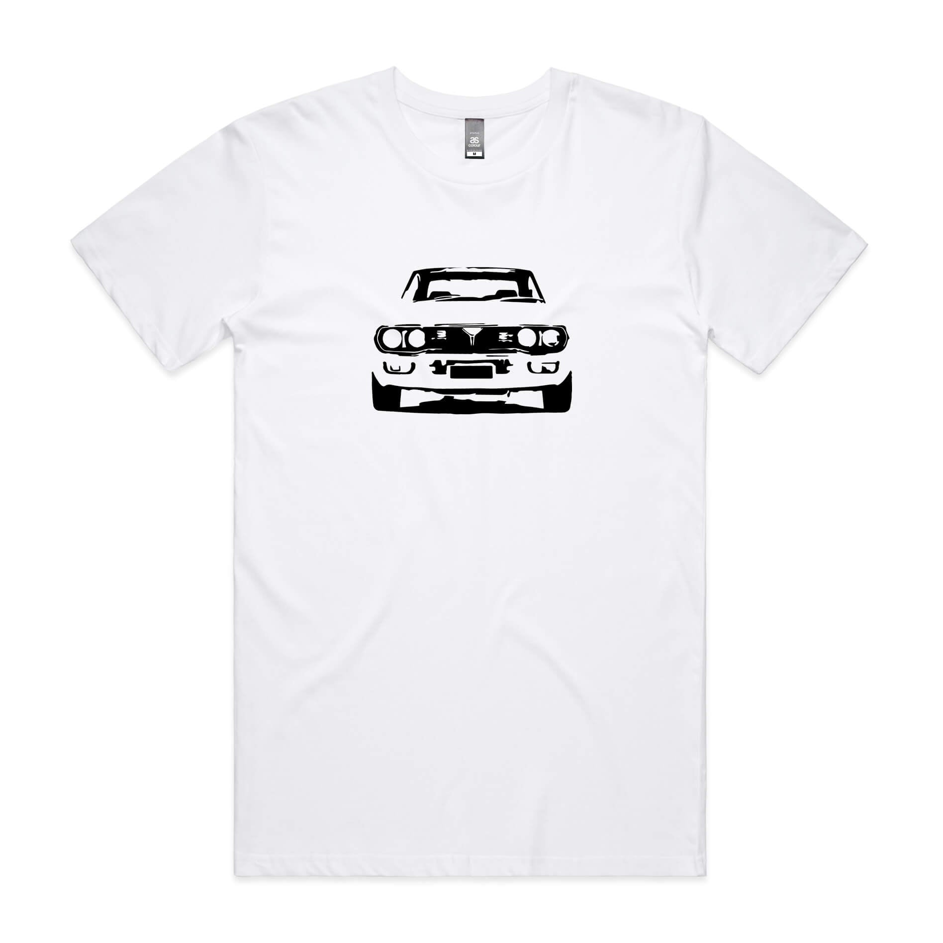 Mazda RX4 t-shirt in white with black rotary engine car graphic
