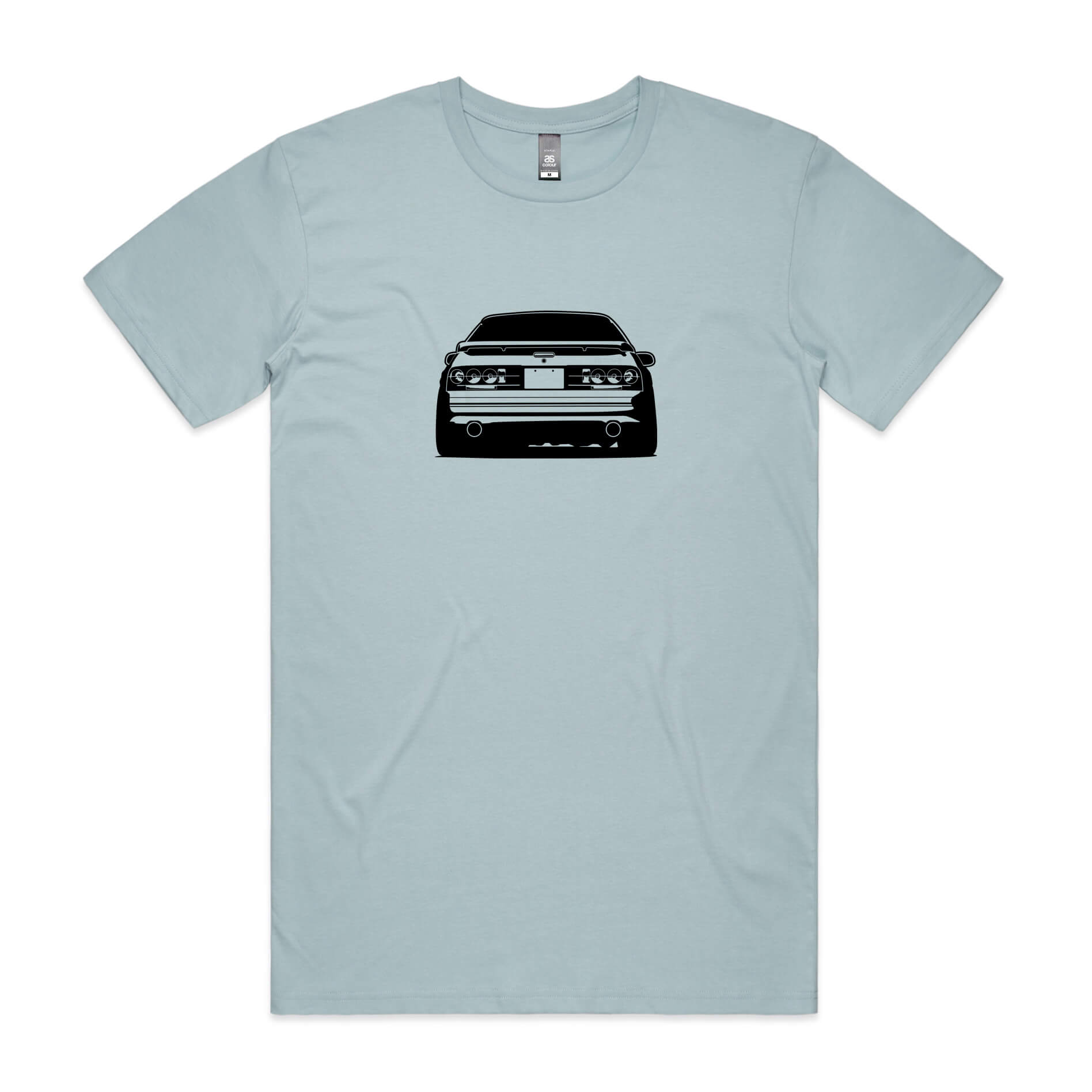 Mazda RX7 FC t-shirt in light blue with a black car graphic