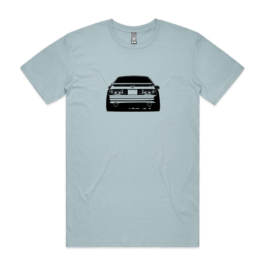 Mazda RX7 FC t-shirt in light blue with a black car graphic