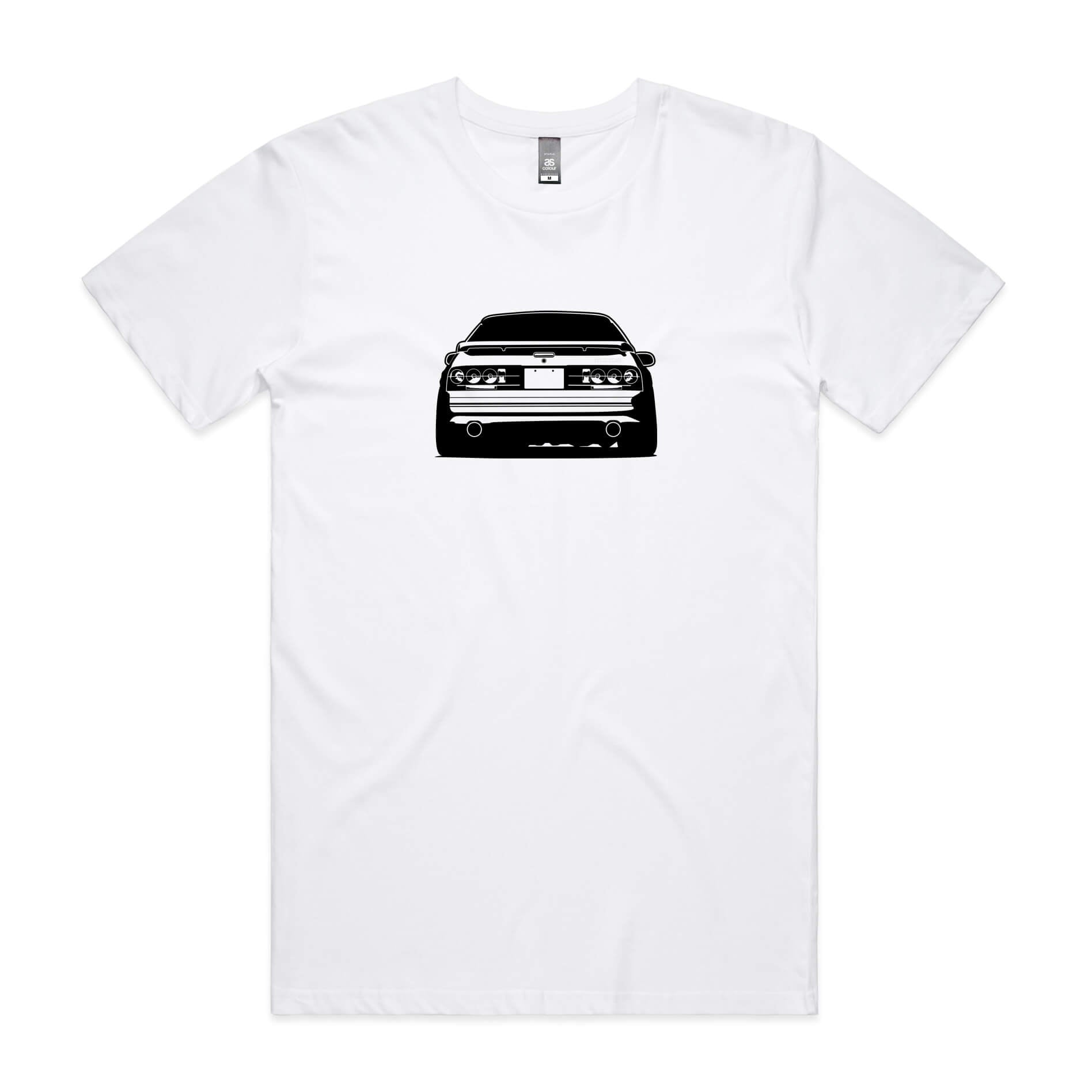 Mazda RX7 FC t-shirt in white with a black car graphic