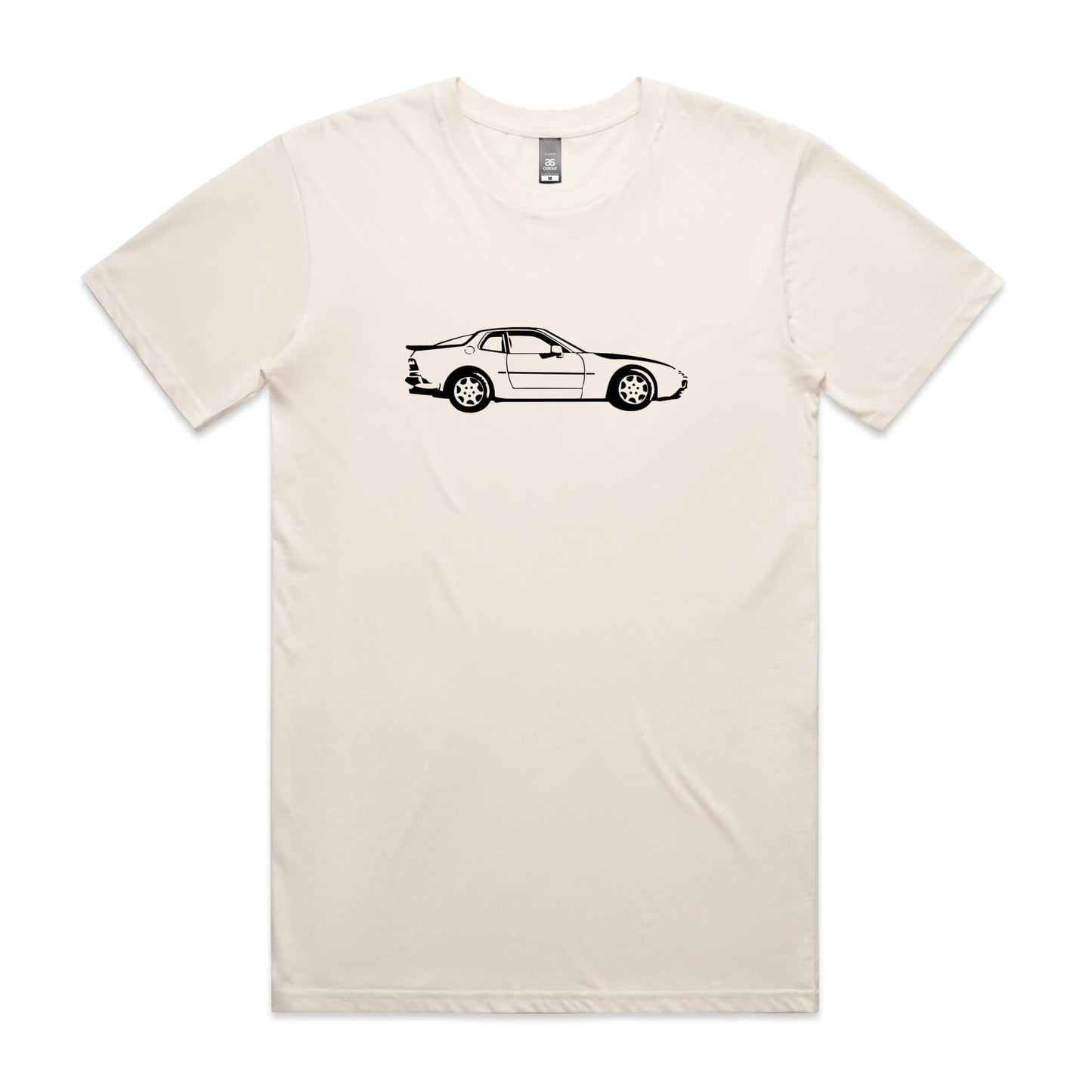 Porsche 944 t-shirt in beige with black car graphic