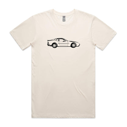 Porsche 944 t-shirt in beige with black car graphic