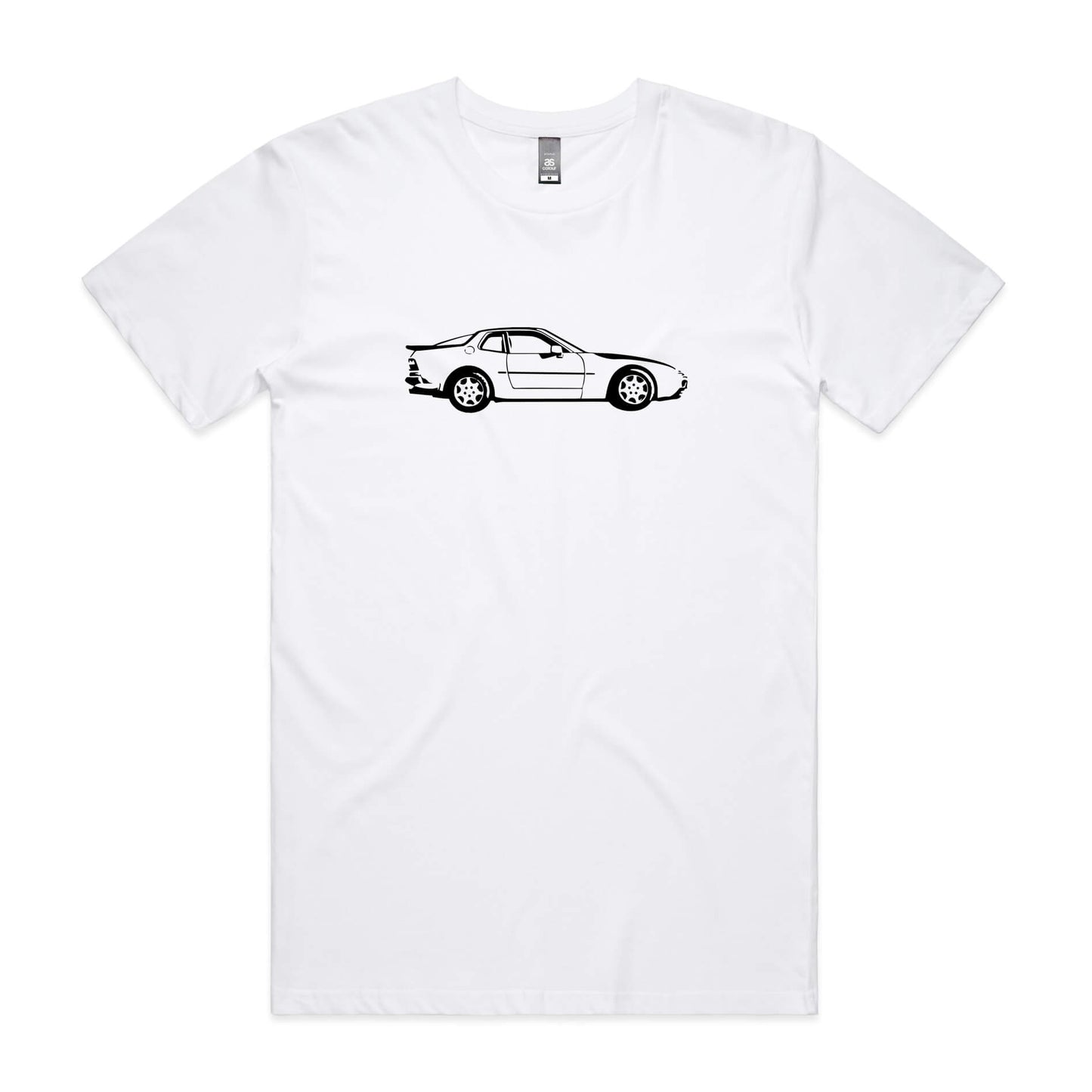 Porsche 944 t-shirt in white with black car graphic