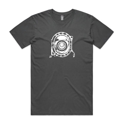 Rotary engine t-shirt in charcoal grey