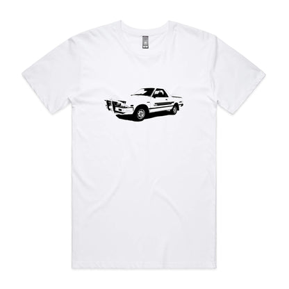 Subaru Brumby t-shirt in white with black ute graphic