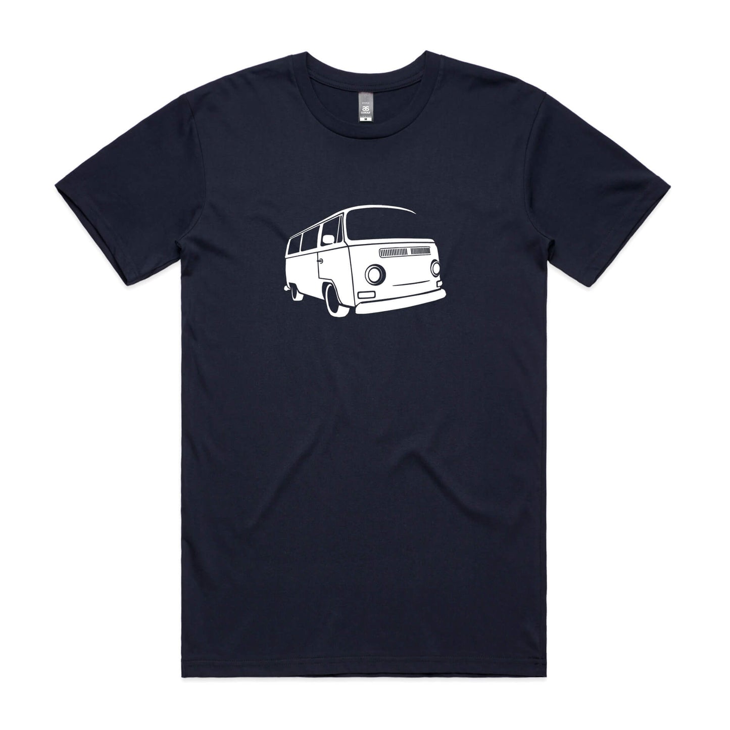 VW Kombi t-shirt in navy blue with white Volkswagen bus graphic