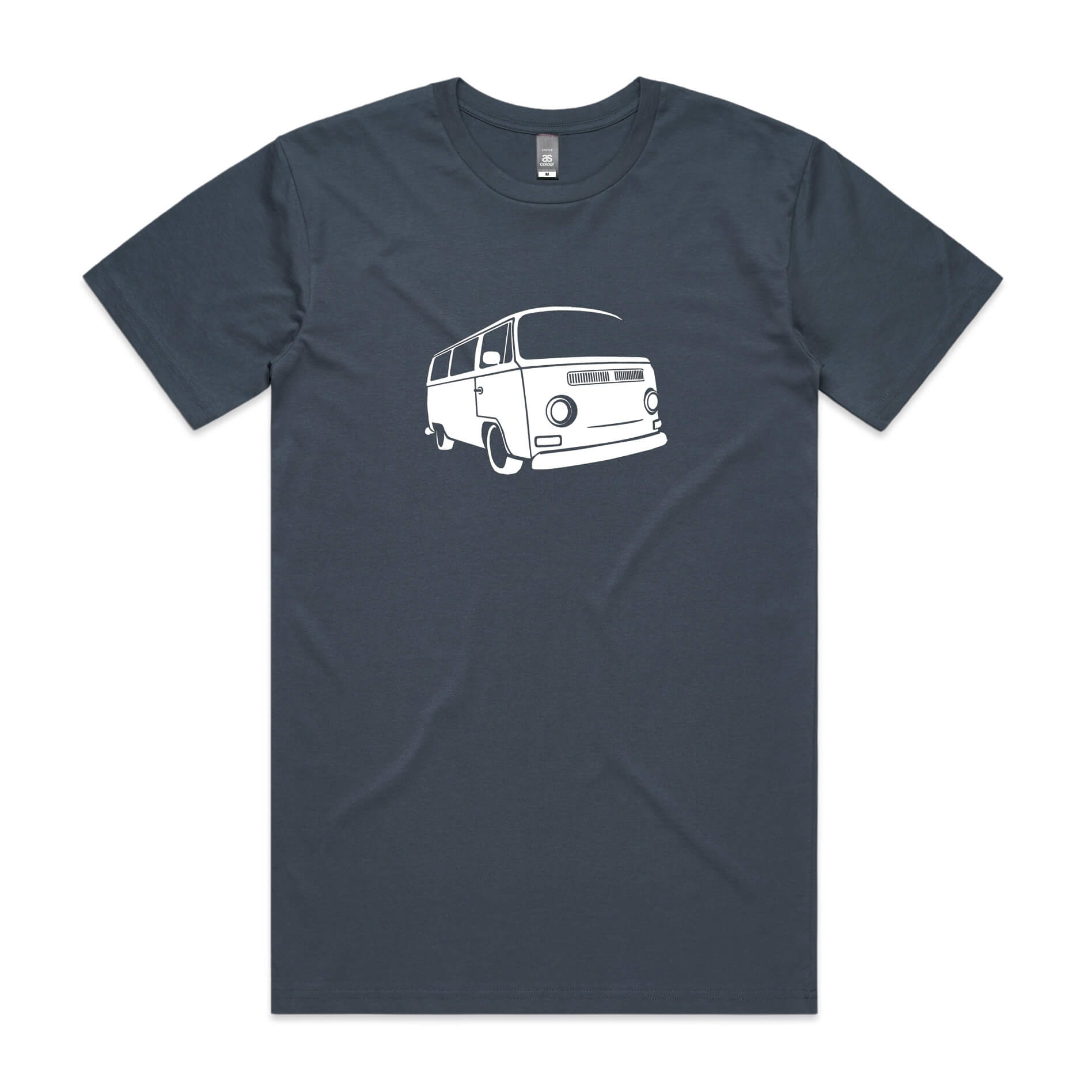 VW Kombi t-shirt in petrol blue with white Volkswagen bus graphic